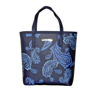 NWT Michael Kors EMRY PAISLEY Print Admiral Blue Top Zip MEDIUM Tote Bag